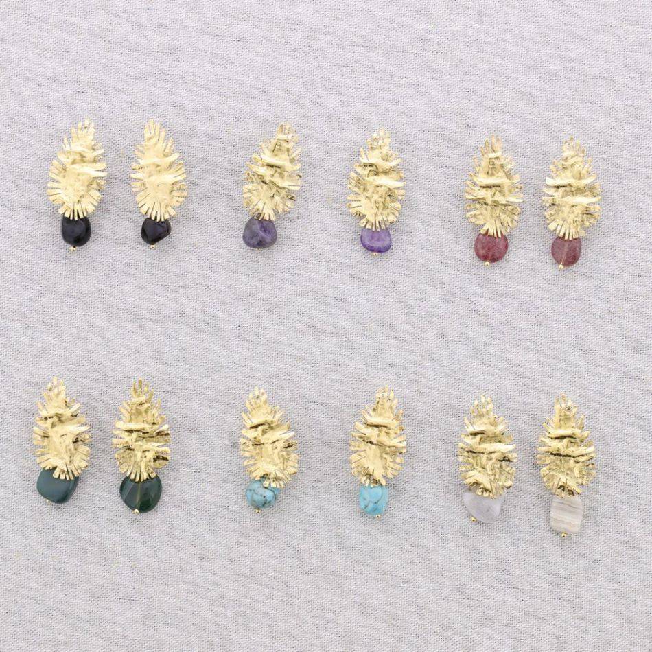 PENDIENTES ACERO COLGANTE PIEDRA