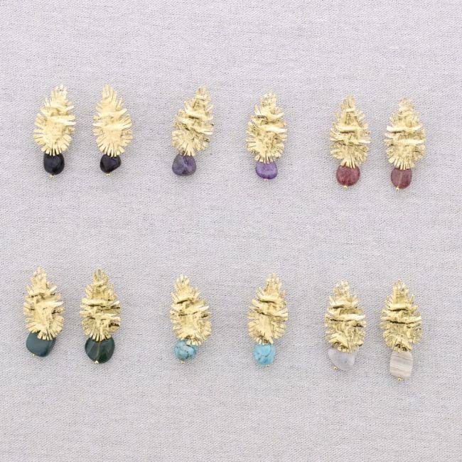 PENDIENTES ACERO COLGANTE PIEDRA