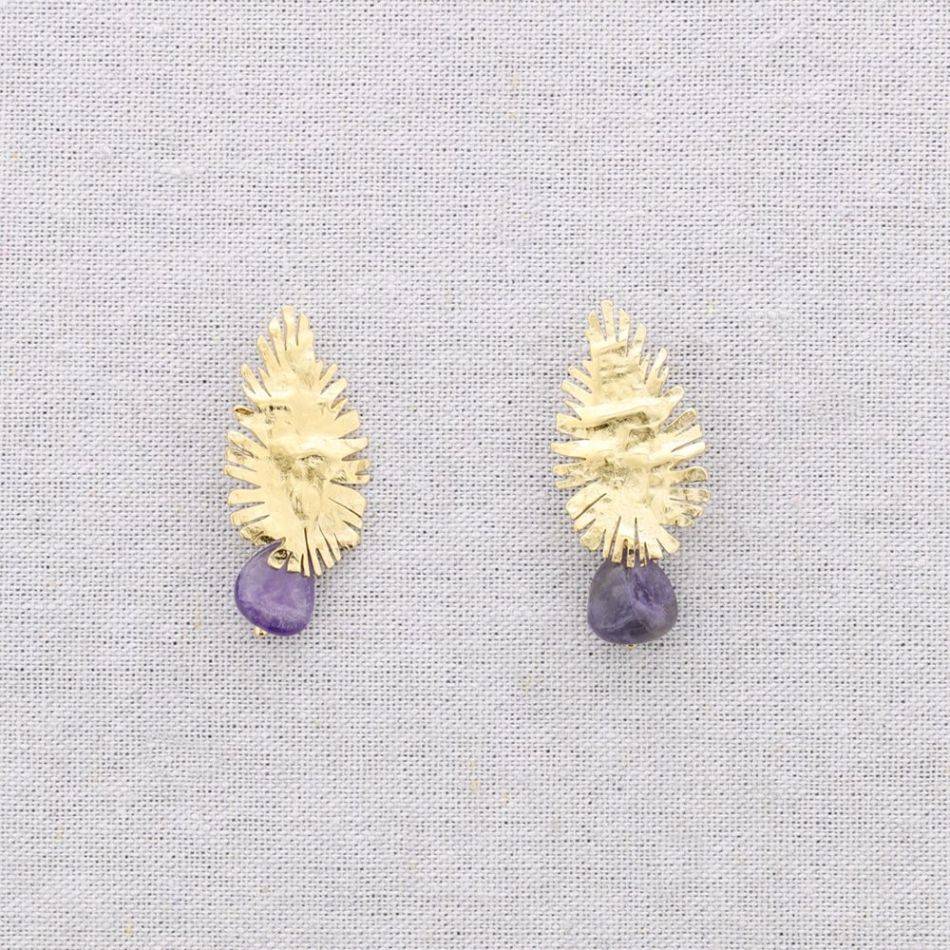 PENDIENTES ACERO COLGANTE PIEDRA