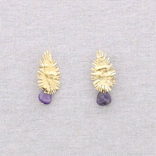 PENDIENTES ACERO COLGANTE PIEDRA