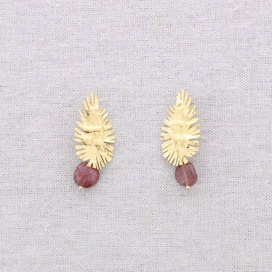 PENDIENTES ACERO COLGANTE PIEDRA