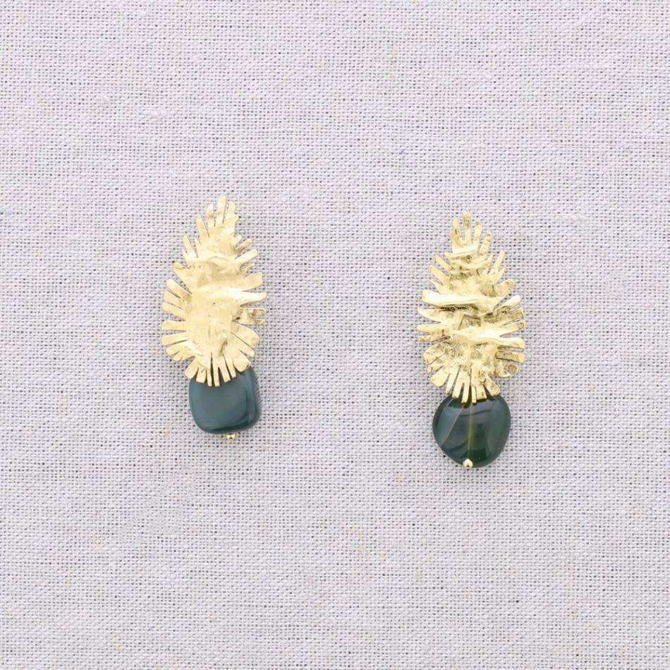 PENDIENTES ACERO COLGANTE PIEDRA