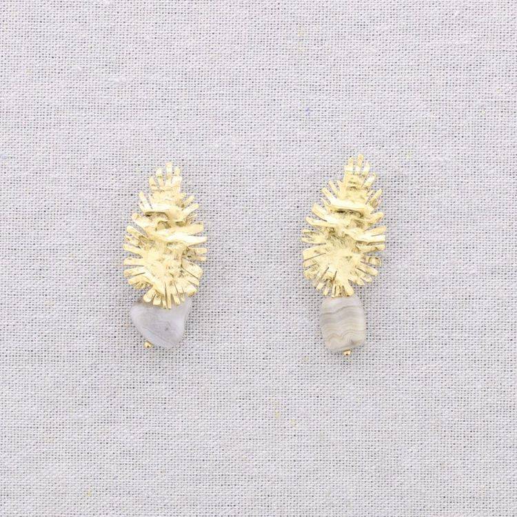 PENDIENTES ACERO COLGANTE PIEDRA 2