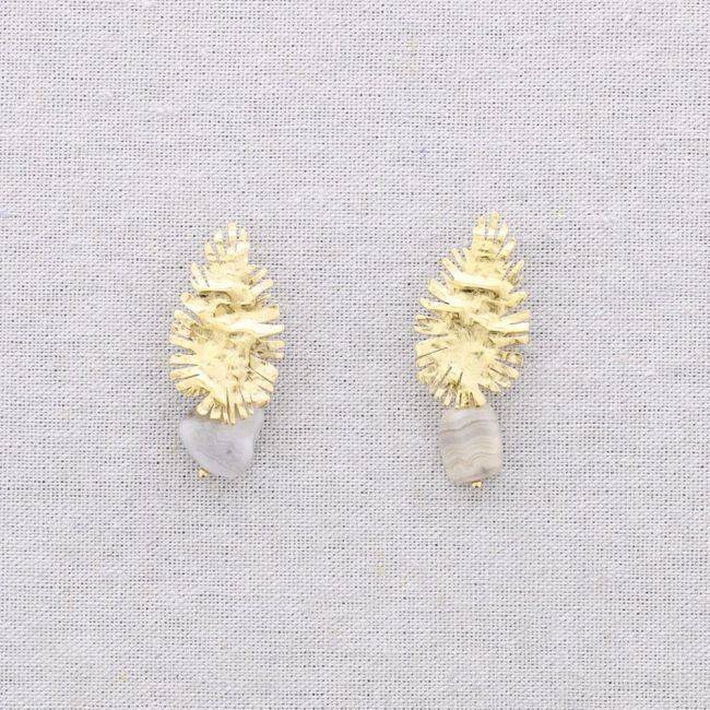 PENDIENTES ACERO COLGANTE PIEDRA