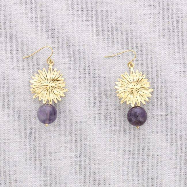 PENDIENTES ACERO COLGANTE FLOR PIEDRA
