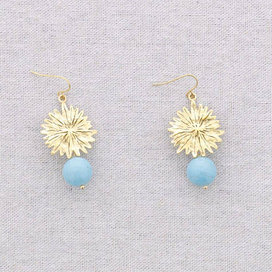 PENDIENTES ACERO COLGANTE FLOR PIEDRA