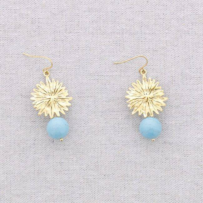 PENDIENTES ACERO COLGANTE FLOR PIEDRA