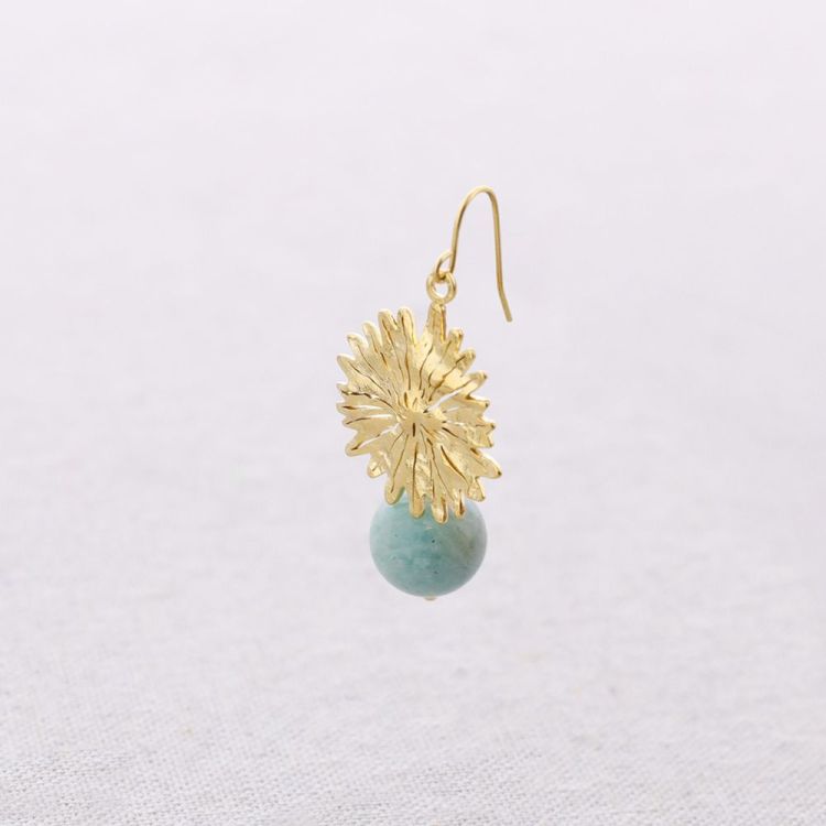 PENDIENTES ACERO COLGANTE FLOR PIEDRA