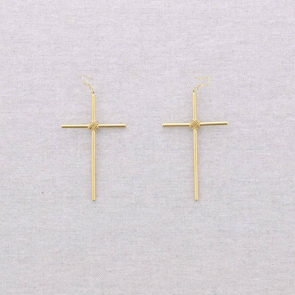 PENDIENTES ACERO COLGANTE CRUZ
