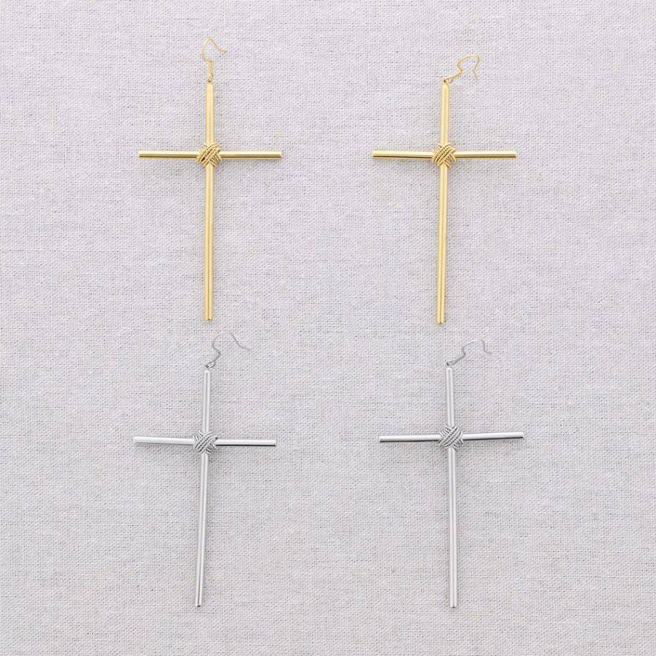PENDIENTES ACERO COLGANTE CRUZ
