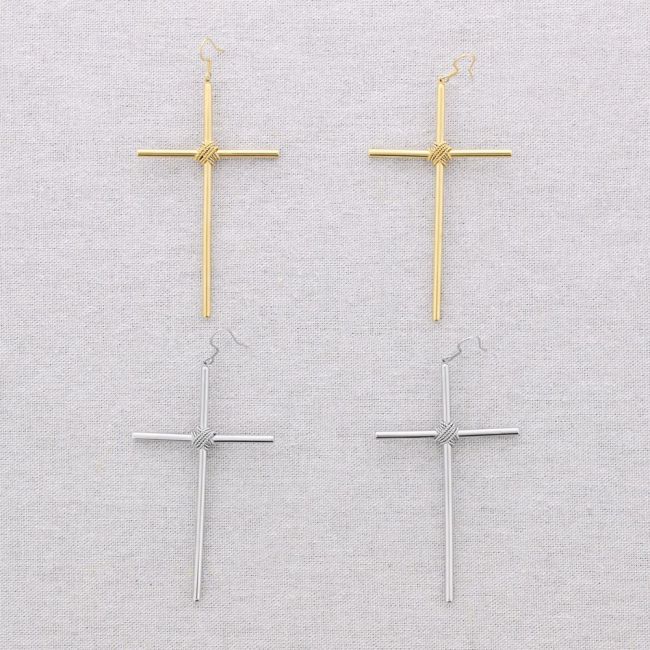 PENDIENTES ACERO COLGANTE CRUZ