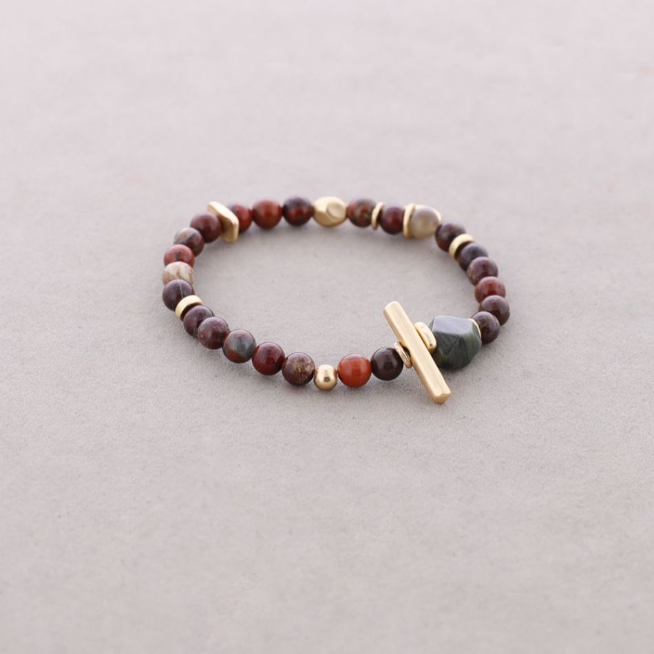 PULSERA ELÁSTICA CUENTAS METAL PIEDRAS