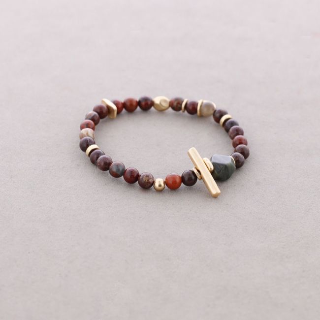 PULSERA ELÁSTICA CUENTAS METAL PIEDRAS