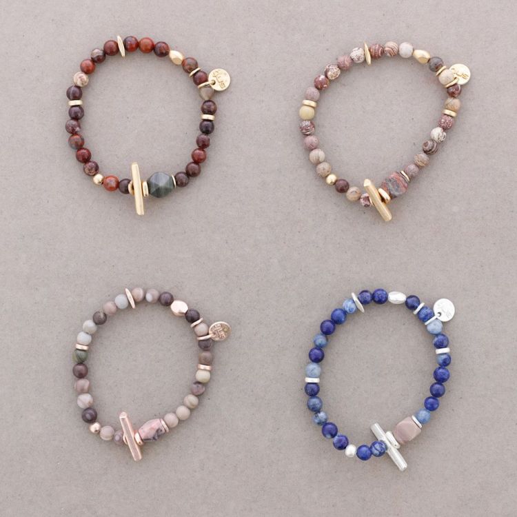 ELASTIC BRACELET WITH METAL BEADS AND STONES 2