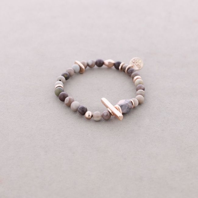 ELASTIC BRACELET WITH METAL BEADS AND STONES