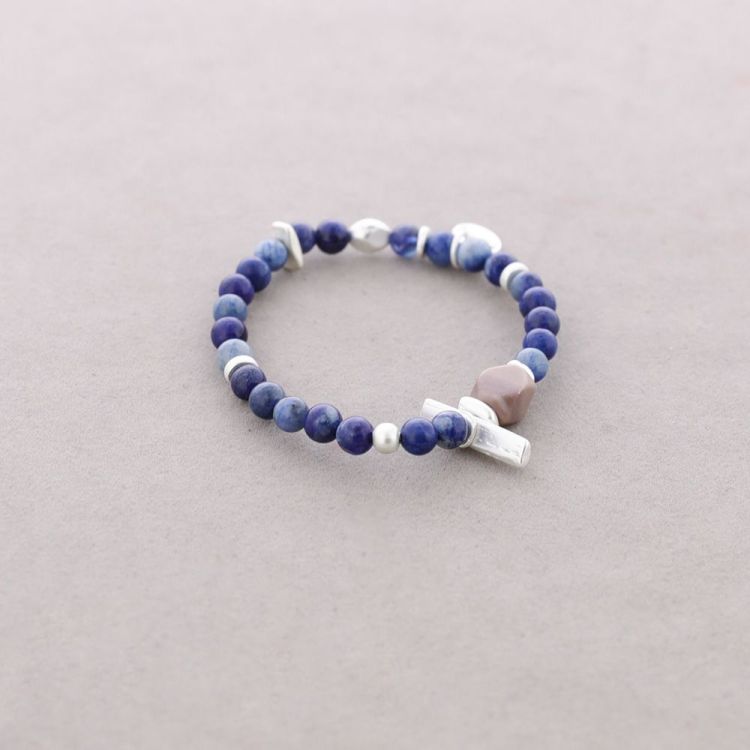 ELASTIC BRACELET WITH METAL BEADS AND STONES