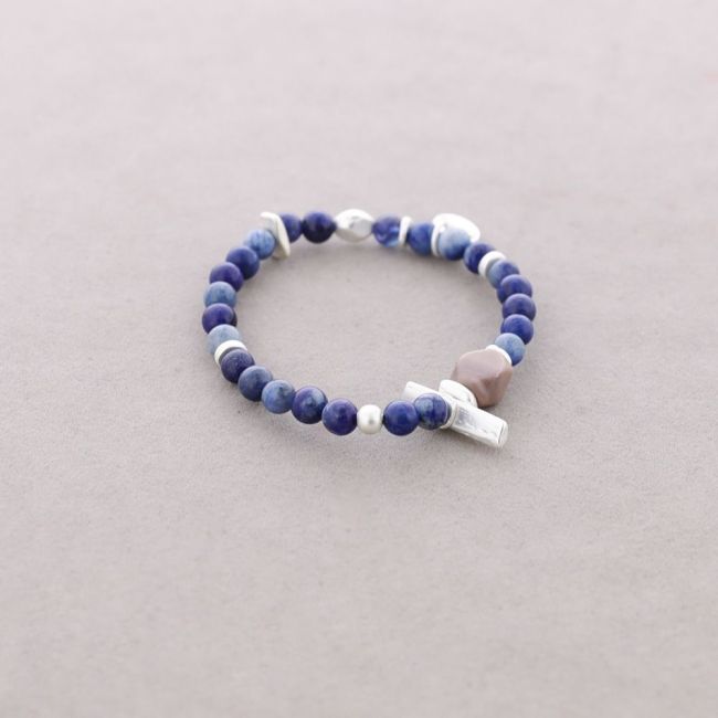 ELASTIC BRACELET WITH METAL BEADS AND STONES