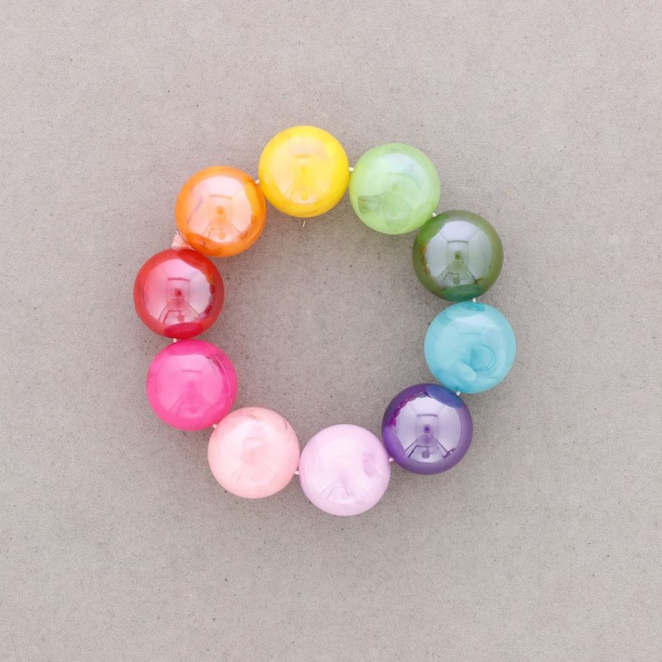PULSERA ELÁSTICA CUENTAS BOLAS RESINA