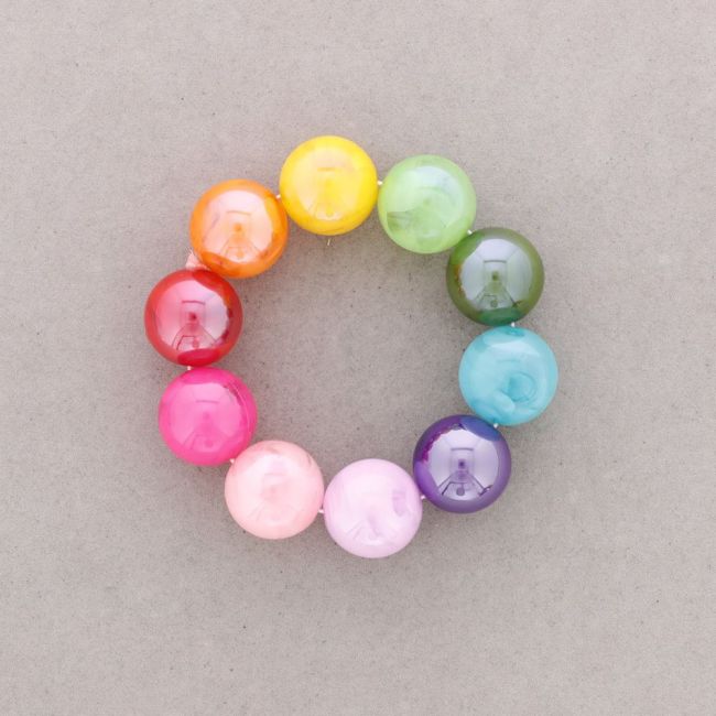 PULSERA ELÁSTICA CUENTAS BOLAS RESINA