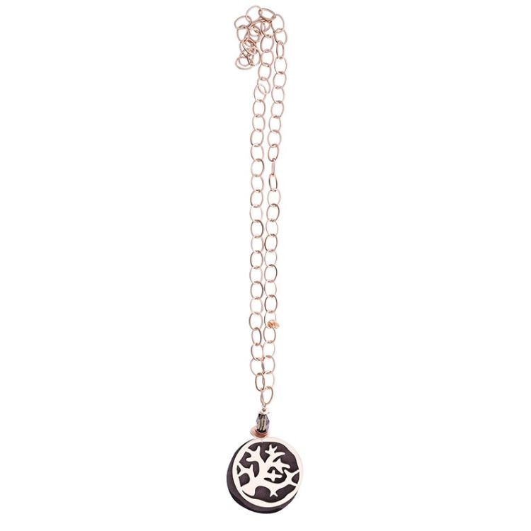 COLLAR LARGO CADENA COLGANTE MEDALLA CALADA