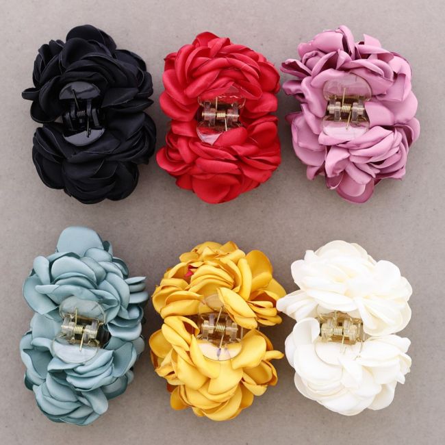 DOUBLE FABRIC FLOWER HAIR CLIP