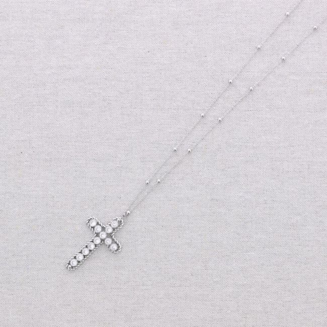 COLLAR ACERO COLGANTE CRUZ CRISTALES
