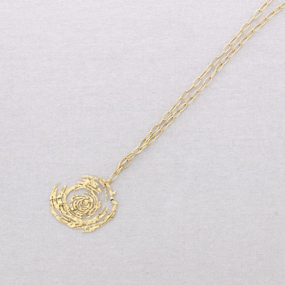 LONG STEEL FILIGREE PENDANT NECKLACE