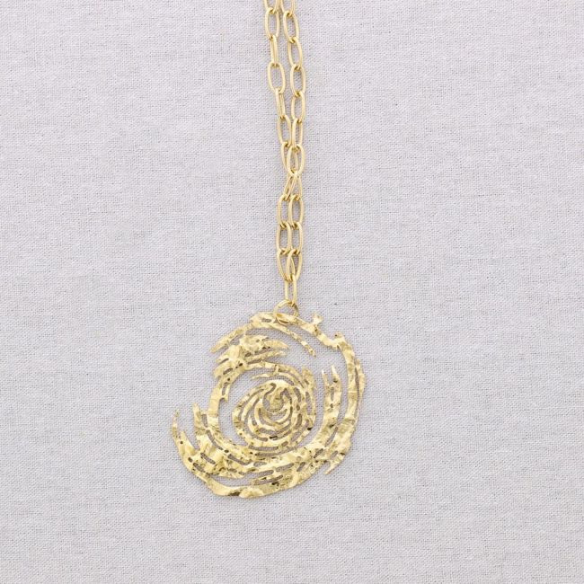 LONG STEEL FILIGREE PENDANT NECKLACE