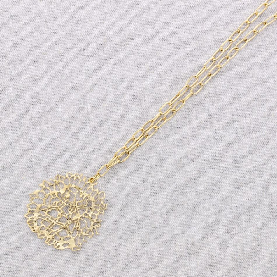 COLLAR LARGO ACERO COLGANTE MEDALLA FILIGRANA