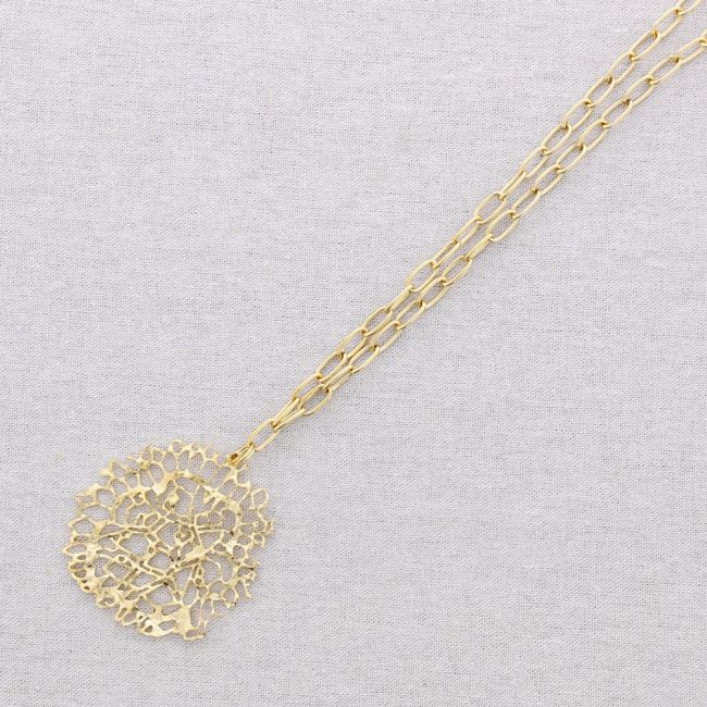 COLLAR LARGO ACERO COLGANTE MEDALLA FILIGRANA