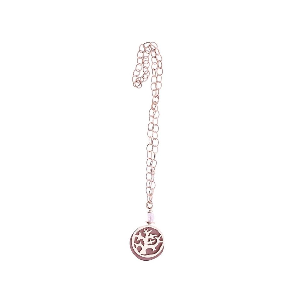 LONG PENDANT CHAIN NECKLACE WITH FRETWORK MEDAL