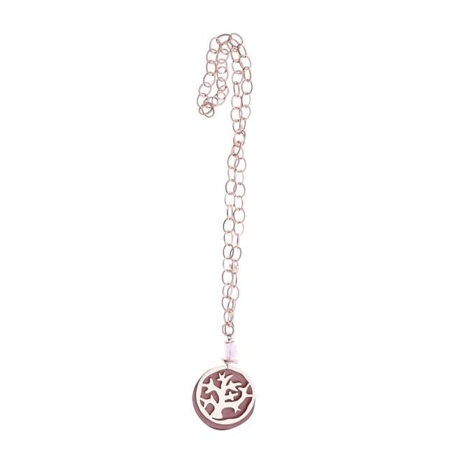 LONG PENDANT CHAIN NECKLACE WITH FRETWORK MEDAL