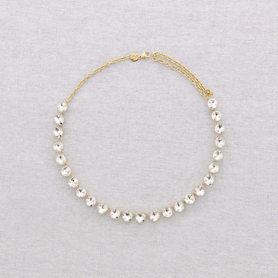 STEEL NECKLACE WITH CRYSTAL BEADS