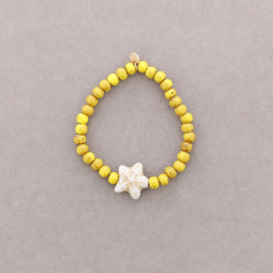 PULSERA ELÁSTICA ESTRELLA CUENTAS CERÁMICA