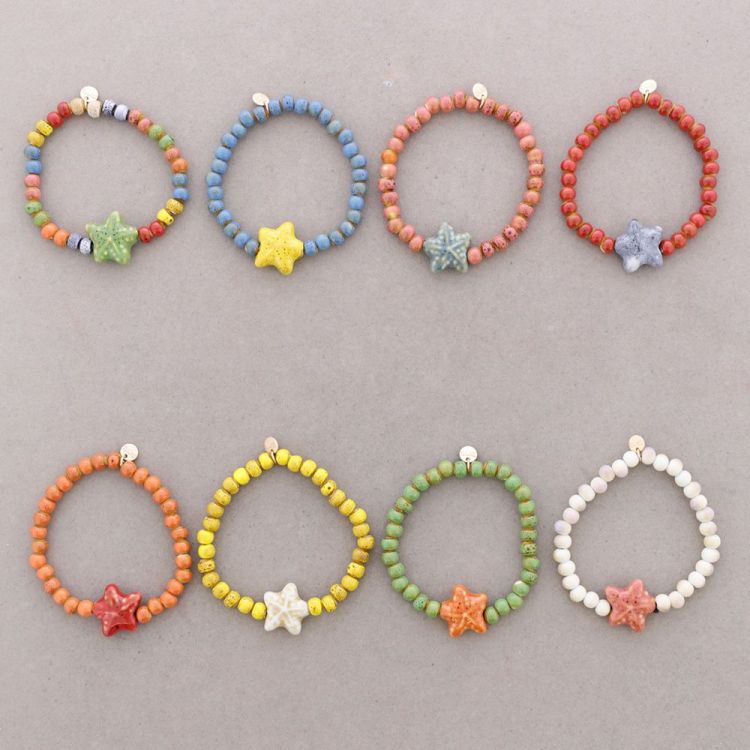 PULSERA ELÁSTICA ESTRELLA CUENTAS CERÁMICA 2