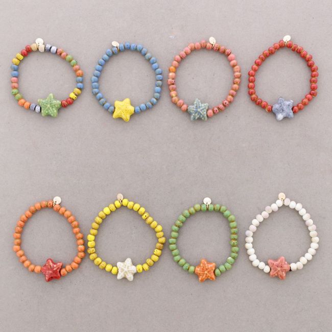 PULSERA ELÁSTICA ESTRELLA CUENTAS CERÁMICA