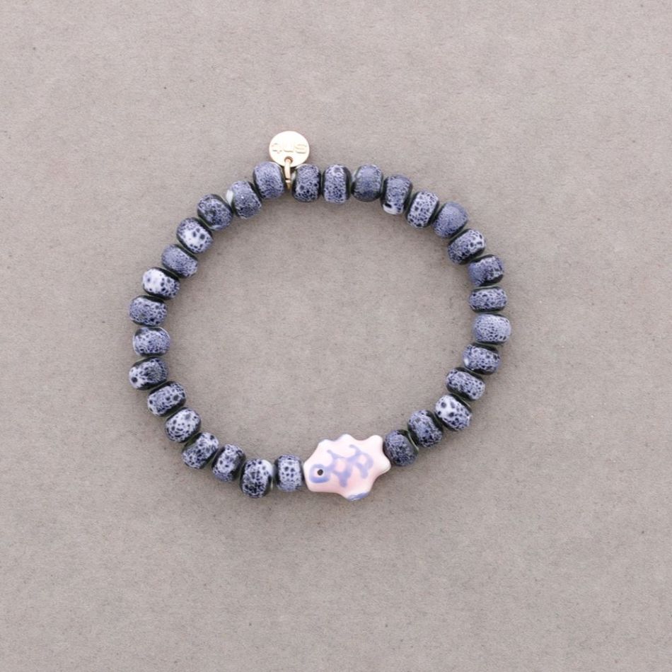 ELASTIC BRACELET FISH CERAMIC BEADS