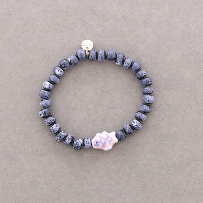ELASTIC BRACELET FISH CERAMIC BEADS