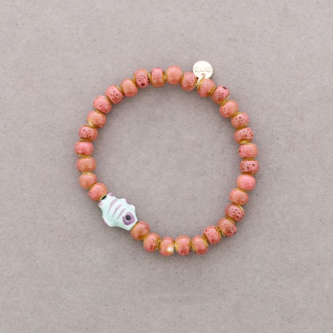 ELASTIC BRACELET FISH CERAMIC BEADS