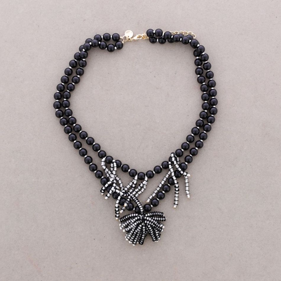 DOUBLE BEAD CHOKER RESIN FRINGE BEADS