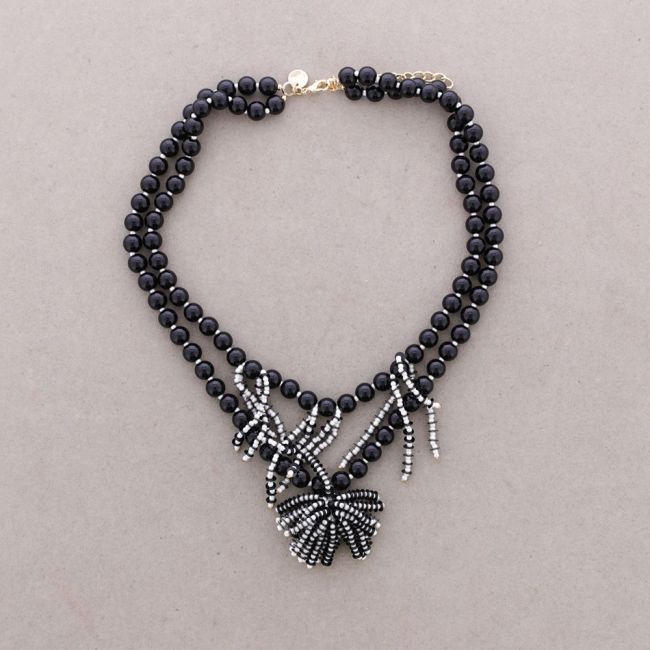 DOUBLE BEAD CHOKER RESIN FRINGE BEADS