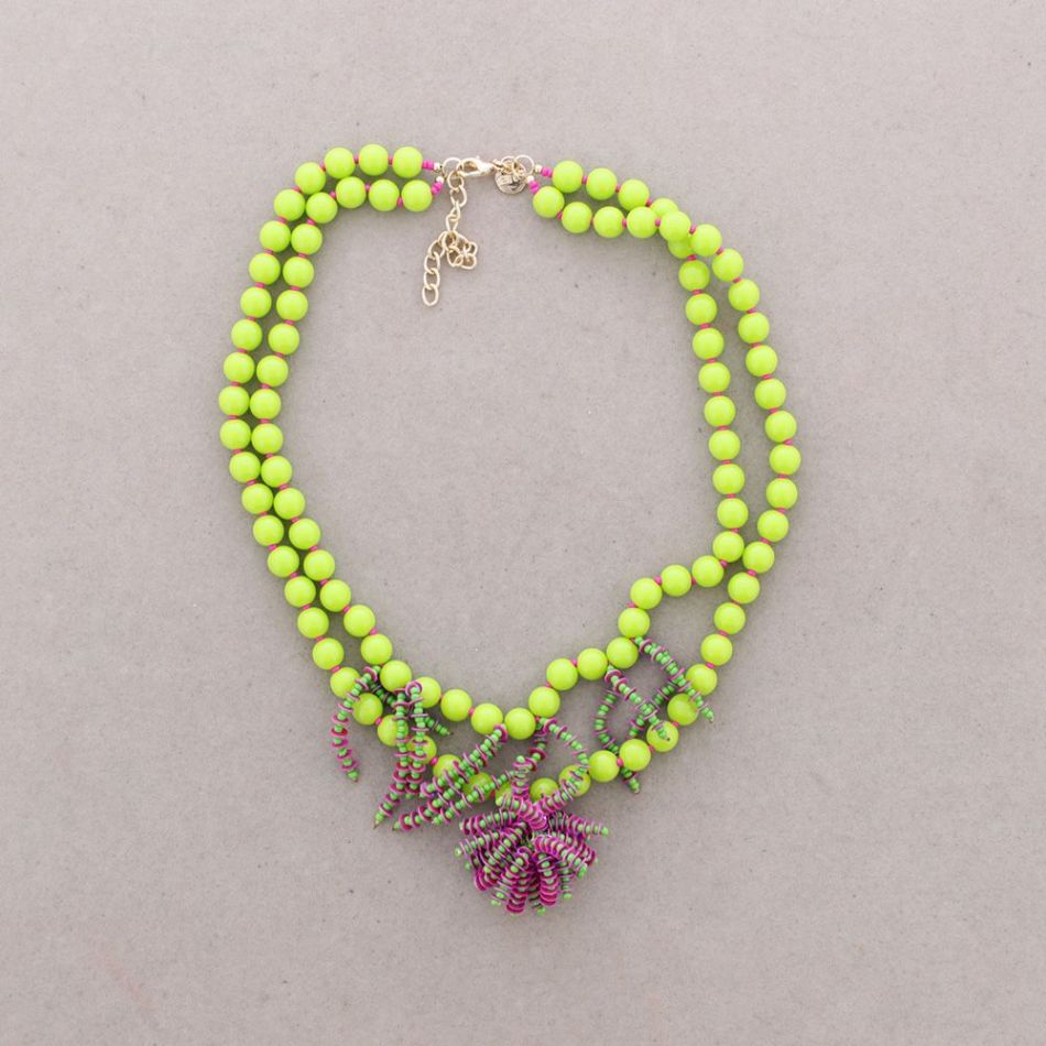 DOUBLE BEAD CHOKER RESIN FRINGE BEADS