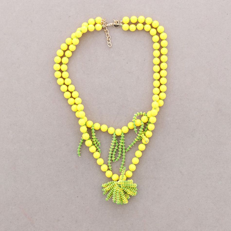 DOUBLE BEAD CHOKER RESIN FRINGE BEADS