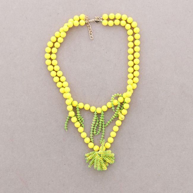 DOUBLE BEAD CHOKER RESIN FRINGE BEADS