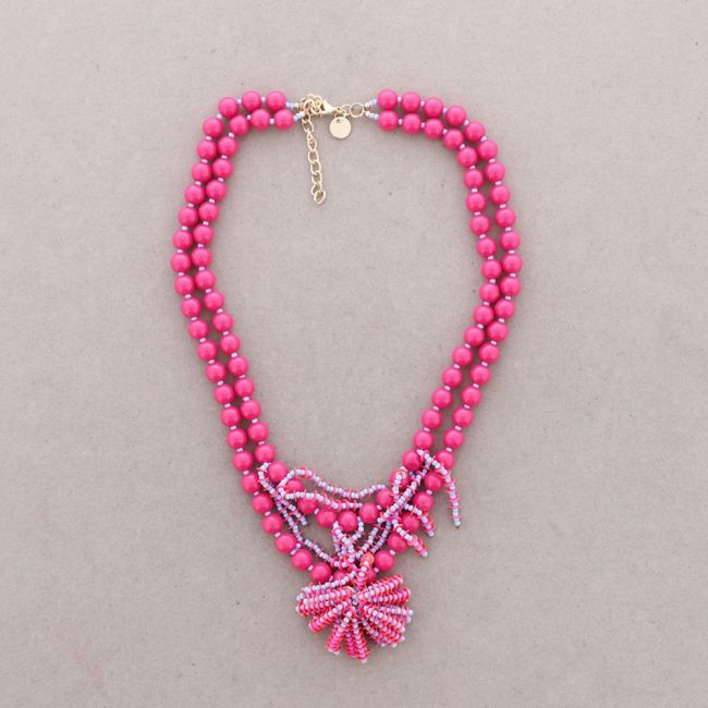 DOUBLE BEAD CHOKER RESIN FRINGE BEADS