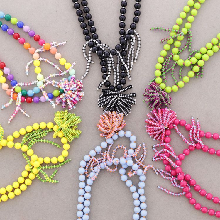 DOUBLE BEAD CHOKER RESIN FRINGE BEADS 2