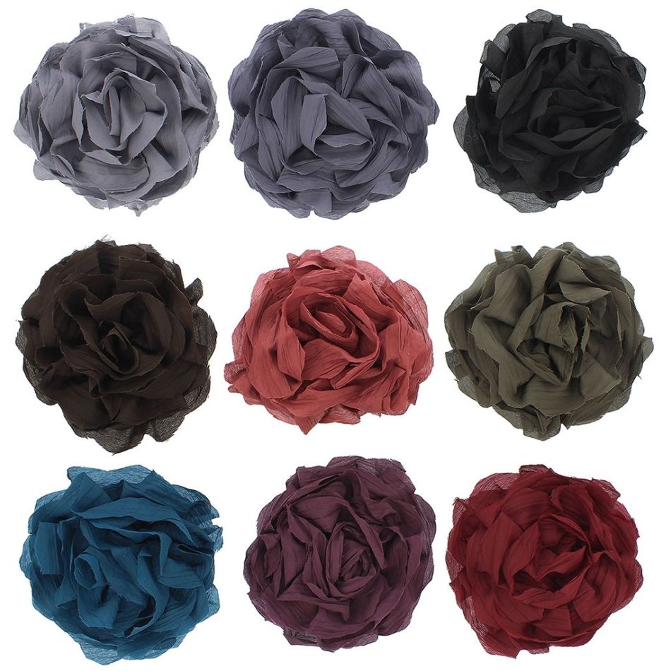 BROCHE FLOR TELA FRUNCIDA 17CM