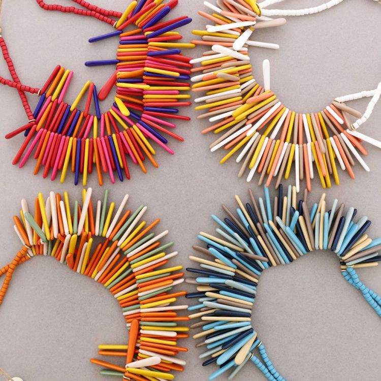 DOUBLE BEAD CHOKER WITH RESIN FRINGE 2