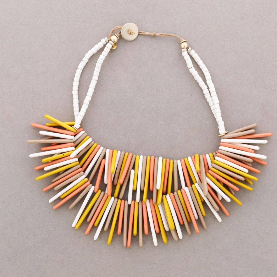 DOUBLE BEAD CHOKER WITH RESIN FRINGE