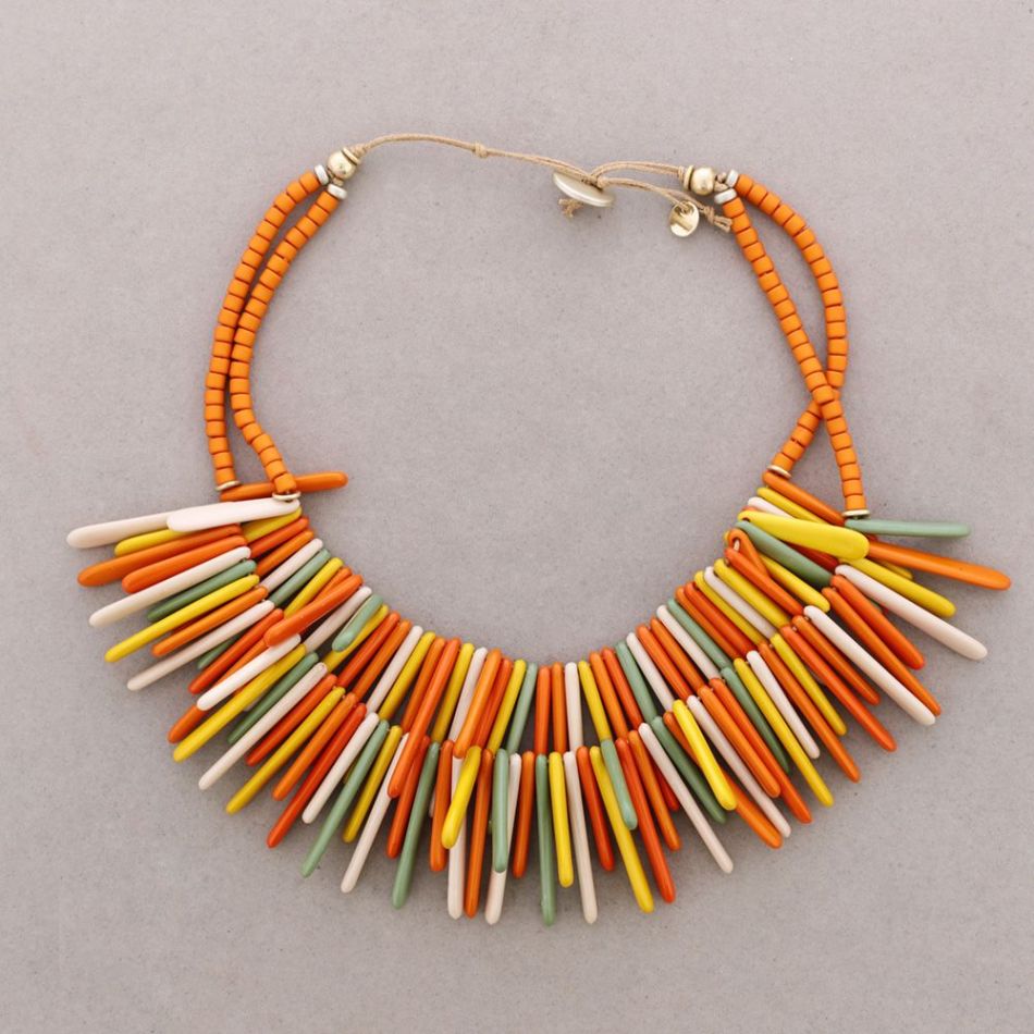 DOUBLE BEAD CHOKER WITH RESIN FRINGE